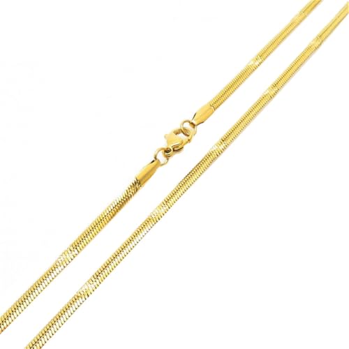 OAKKY Unisex Edelstahl 1.5MM Zarter Zierlicher Hip Hop Schmuck Dünn Stapelbar Spezial Kreuz Blumenmuster Flache Schlange Kette Halskette Gold 19.7" von OAKKY