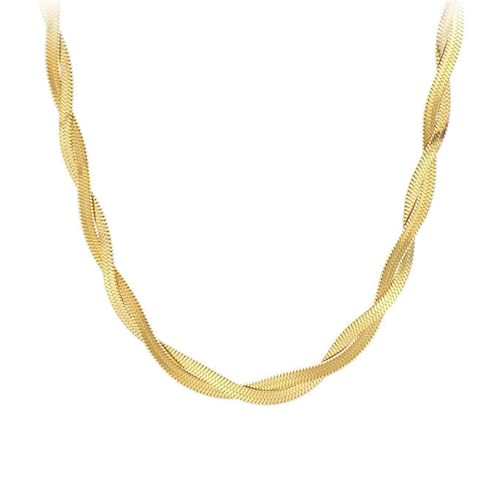 OAKKY Unisex Edelstahl 2.5MM Hip Hop Kreativ Klassisch 2-Lagige Geflochtene Flache Schlangenkette Halskette Gothic Punk Stil Gold 15.7" OAKKY Unisex Edelstahl 2.5MM Hip Hop Kreativ Klassisch 2-Lagige Geflochtene Flache Schlangenkette Halskette Gothic Punk Stil Gold 15.7" von OAKKY