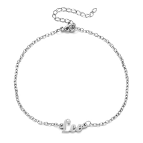 OAKKY Unisex Edelstahl Einfach Zierlich Elegant 12 Sternbilder Fußkettchen Armbänder Horoskop in Englisch Buchstabe Verstellbare Fußkette Silber Leo OAKKY Unisex Edelstahl Einfach Zierlich Elegant 12 Sternbilder Fußkettchen Armbänder Horoskop in Englisch Buchstabe Verstellbare Fußkette Silber Leo von OAKKY