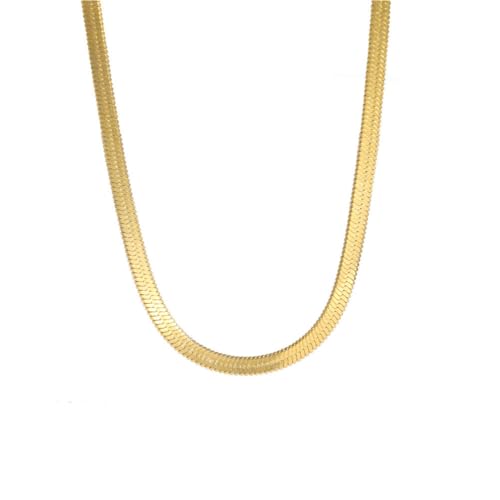 OAKKY Unisex Edelstahl Trendige Gewebte Flache Schlangenklinge Kettenkette Verstellbarer Chocker Link Schmuck 3MM Gold 60CM OAKKY Unisex Edelstahl Trendige Gewebte Flache Schlangenklinge Kettenkette Verstellbarer Chocker Link Schmuck 3MM Gold 60CM von OAKKY