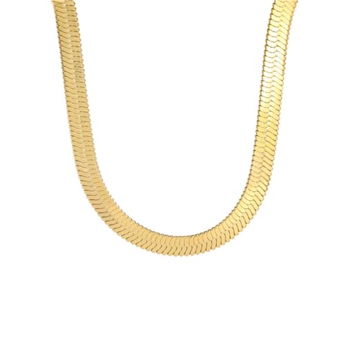 OAKKY Unisex Edelstahl Trendige Gewebte Flache Schlangenklinge Kettenkette Verstellbarer Chocker Link Schmuck 5MM Gold 45CM OAKKY Unisex Edelstahl Trendige Gewebte Flache Schlangenklinge Kettenkette Verstellbarer Chocker Link Schmuck 5MM Gold 45CM von OAKKY