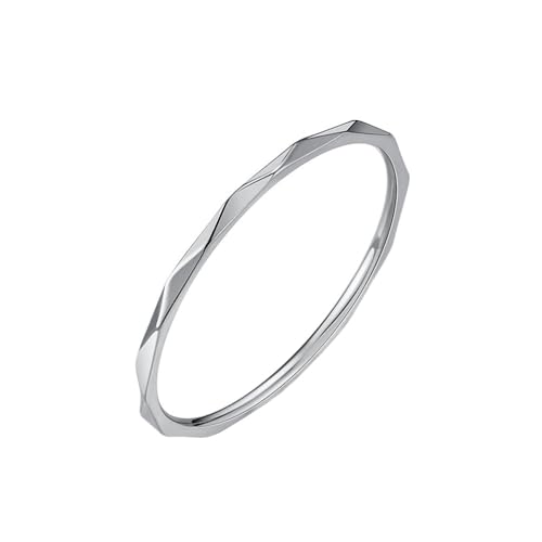 OAKKY Unisex Einfacher Zierlicher Hip Hop 1mm Dünner Stapelbarer Rautenschliff Facettenreicher Ring Edelstahl Ehering Silber Größe 52 (16.6) von OAKKY