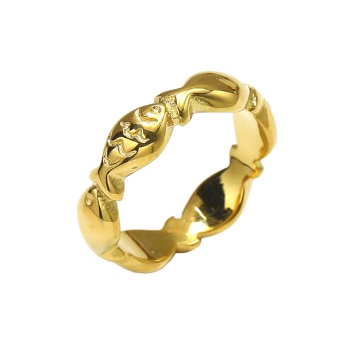 OAKKY Unisex Modern Elegant Klassisch 6mm Dünn stapelbar Spleißen Kleiner Fischform Ehering Edelstahl Angelhaken Skelett Größe 54 (17.2) von OAKKY