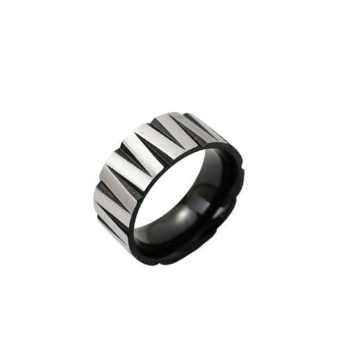 OAKKY Unisex Unregelmäßig Vintage Geometrischer Schnitt Mehrfarbig Trend Punk Stil Ring Edelstahl Schwarz Größe 65(20.7) von OAKKY