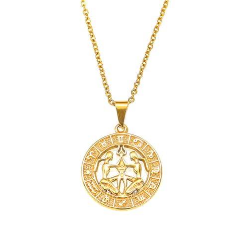 OAKKY Unisex Vintage Rund Hohl Hip Hop Cool 12 Sternbilder Sternzeichen Icons Symbole Biker Anhänger Horoskop Astrologie Halskette Edelstahl Zwillinge OAKKY Unisex Vintage Rund Hohl Hip Hop Cool 12 Sternbilder Sternzeichen Icons Symbole Biker Anhänger Horoskop Astrologie Halskette Edelstahl Zwillinge von OAKKY