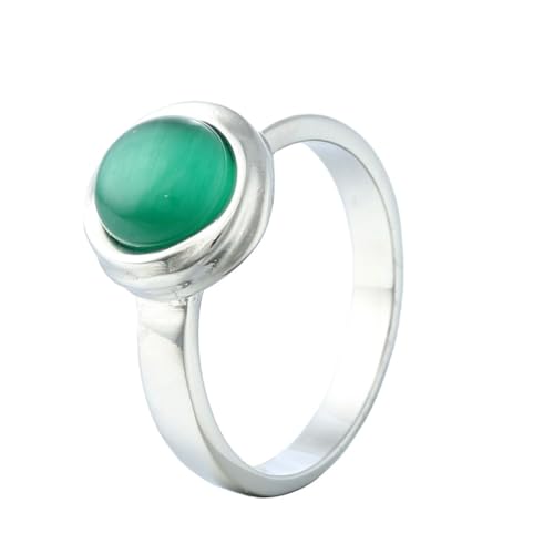 OAKKY für Herren Damen Edelstahl Minimalistisch Trendig Kugel Multifarben Synthetischer Türkis Edelstein Versprechen Jahrestag Geschenk Silber Grün Größe 68 (21.6) von OAKKY
