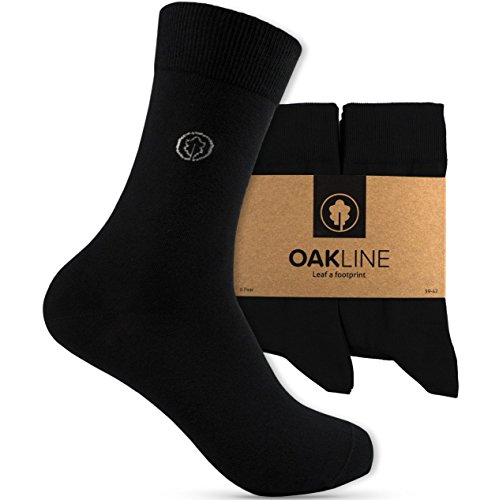 OAKLINE Rebel Black 6 Paar Premium gekämmte Baumwolle Herrensocken und Damensocken in 39-42 | schwarz von OAKLINE