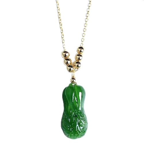 Natürliche Jade-Halskette for Feng Shui-Reichtum, grüner Jade-Amulett-Goldkettenanhänger for Glücksmeditation, Schmuck for das Jahr des Tigers for Frauen, 1 Stück von OAOAO