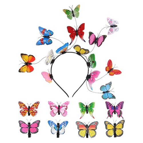 1 Stück Farbenfrohes Stirnband, 8 -Teilige Haarklammern, Lustiges Schmetterlings -Haarzubehör, Frauenpersönlichkeit Modische Kopfbedeckung, Drehrequisiten. von OAOSDH