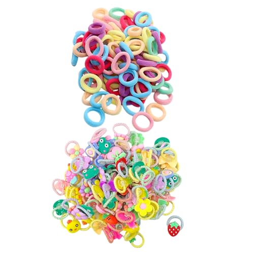 100 Stücke Mini -Haarringe Und 1 Stück Cartoon Haarring, Kinderhaarring, Süße Haarzubehör, Elastische Haarringe, Frisur -Designzubehör. von OAOSDH