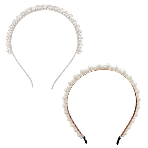 2 Stück Perlenhaarbänder, Retro-Haarbänder, Elee Damenhaarbänder, Frisurenzubehör, Bekleidungszubehör, Imitationsperlenhaarschmuck von OAOSDH
