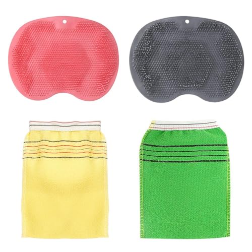 2 Stücke Anti-Rutsch-Saugnapfrückung, 2 Stücke Badetuch, Mehrfunktionale Duschwandhalterung, Universell Für Männer Und Frauen, Wasch- Und Massagematte. von OAOSDH