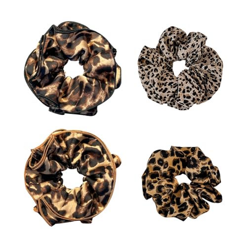 4 Stücke Aus Leopardenmuster Haarringen, Modische Und Personalisierte Haarringe, Elastische Haarringe, Retro -Haarringe Für Frauen, Frisurdekorationen. von OAOSDH