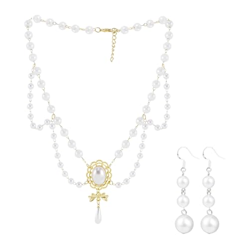 OAOSDH 1 Perlenkette, 1 Paar Pearl -Anhänger Ohrringe, Retro -Mode, Kreatives, Exquisites Schmuckset, Frauenkleidung Ornamente. von OAOSDH