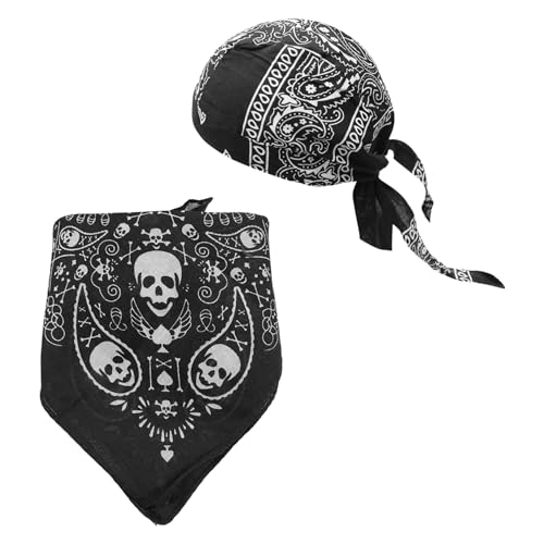 OAOSDH 1 Schädeldruckschal Und 1 Hut, Vintage-Quadratschal, Stilvolles Personalisiertes Kopftuch, Kleidungszubehör, Multifunktionaler Schal. OAOSDH 1 Schädeldruckschal Und 1 Hut, Vintage-Quadratschal, Stilvolles Personalisiertes Kopftuch, Kleidungszubehör, Multifunktionaler Schal. von OAOSDH