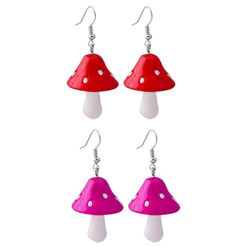 OAOSDH 2 Paar Pilzohrringe, Kreative Designohrringe, Lustige Ohrringe, Niedliche Ohrringe, Kleidungszubehör. von OAOSDH