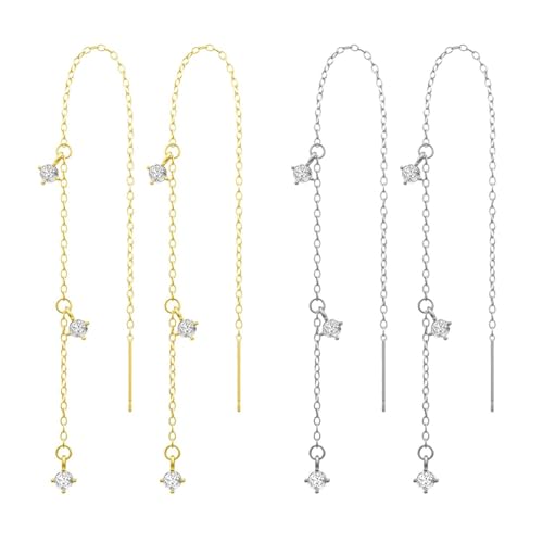OAOSDH 2 Paare Lange Anhängerohrringe, Elee Ohrringe, Frauenohrringe, Diamant-Set-Ohrringe, Einfache Und Vielseitige Ohrringe. von OAOSDH