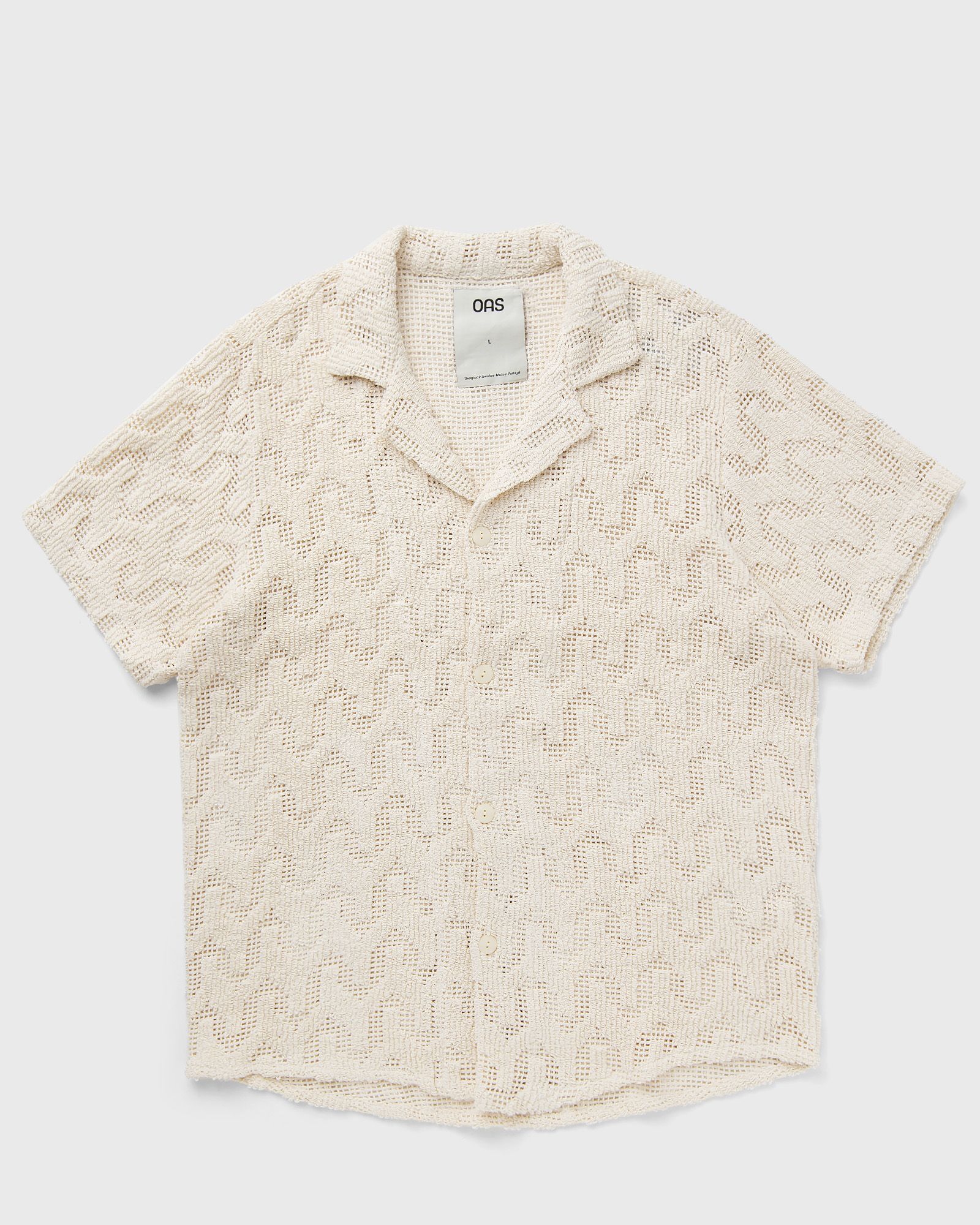 OAS Atlas Cuba Crochet Shirt men Shortsleeves beige in Größe:L von OAS