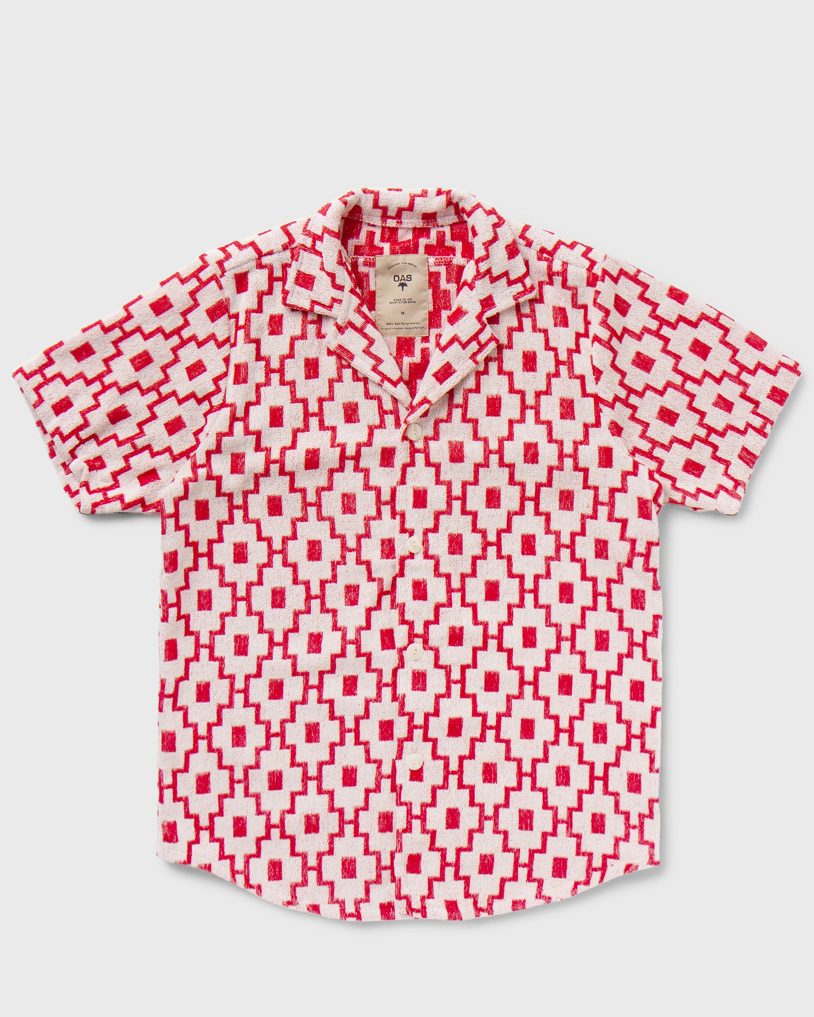 OAS White Machu Terry Shirt men Shortsleeves red|beige in Größe:M von OAS