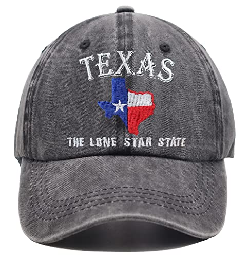 OASCUVER Texas Lone Star State Hat, TX Staaten Flagge Karte Form bestickt verstellbar gewaschen Baseballkappe, Stickerei Schwarz, Einheitsgröße von OASCUVER
