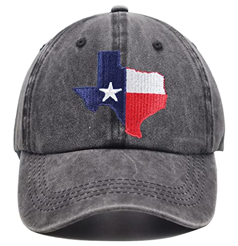 OASCUVER Texas Lone Star State Hut, American TX States Flag Map Shape Embroidered Adjustable Baseball Cap for Men Women, Texas-Flagge Stickerei schwarz, Einheitsgröße von OASCUVER