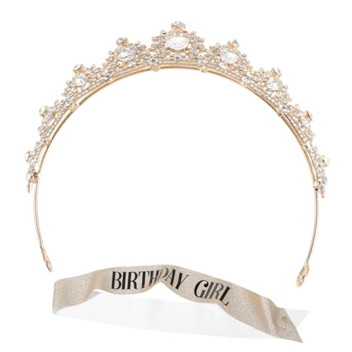 1 Satz Rhinestone Krone und Schärpe für Geburtstagskrone Haarband mit Dekoration für Unvergessliche Partys Leicht und Bequem Ergänzung für Festliche Outfits von OATIPHO