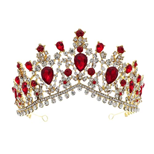 1 Stück Barocke Vintage Tiara für Damen Hochzeit Krone mit Strasssteinen für Hochzeiten Verlobungen und Besondere Anlässe Rote Steine von OATIPHO