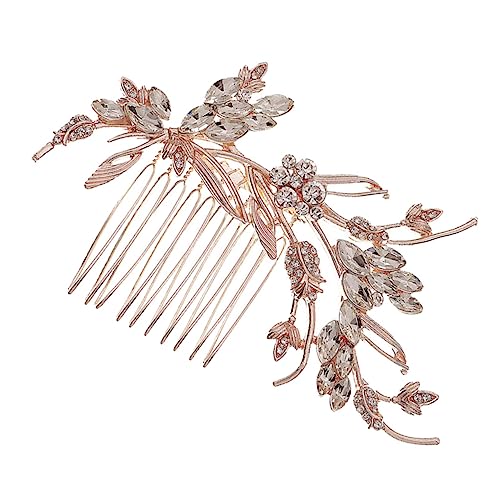OATIPHO Eleganter Haarkamm Aus Glas in Roségold Haarspange Für Frauen Hochzeits Braut Haarschmuck Langlebiges Haarschmuck Accessoire Mit Kristallen von OATIPHO