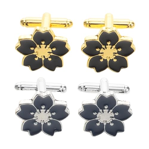 2 Paar Manschettenknöpfe Mit Blumenmuster, Japanische Manschettenknöpfe Mit Blumenmuster Für Hemden, Einzigartige Ärmelknöpfe Aus Legierung, Elegante Accessoires Für von OATIPHO