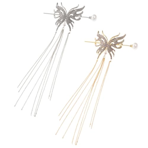 2 Stück Butterfliegen Haarnadeln mit Quaste Haarstyling Tool für Dutt und Hochsteckfrisuren Leichte und Langlebige Haarschmuck für Damen von OATIPHO