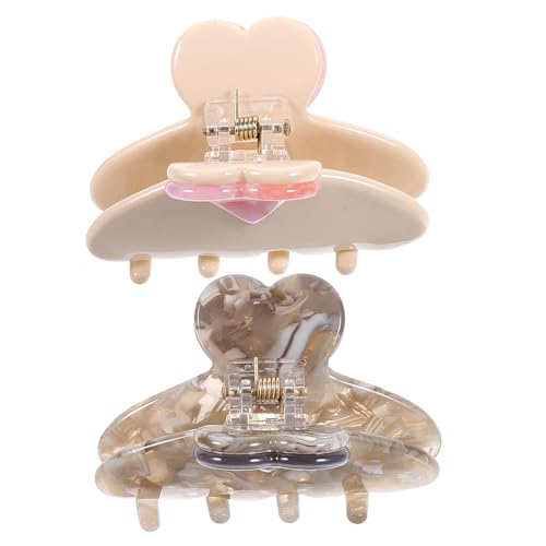 2 Stück Haarklammern für Damen Große Haar Clips im Herzen Design für Hochsteckfrisuren und Langlebig und Rutschfest Cremeweiß Marmor von OATIPHO