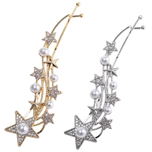 2 Stück Stern Haarklammern Perlen Rutschfeste Haarspangen für Damen Eleganter Haarschmuck für Besondere Anlässe von OATIPHO