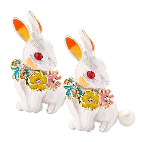 2Stücke Hasen Brosche für Ostern Anstecknadel im Cartoon Design Tierbrosche Dekoration für Kleidung Schals Taschen für Freunde Familie von OATIPHO