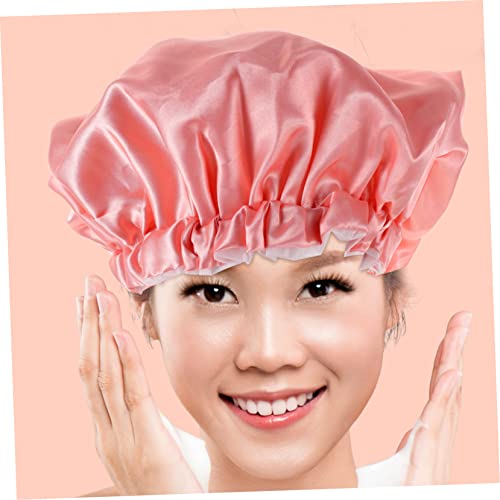 2Stücke Satin Duschkappen für Damen und Regenbogenpink zum Schlafen und Duschen Schützt die Haare vor Feuchtigkeit und Bruch für Kurzes von OATIPHO