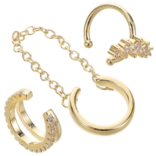 3Stücke Funkelnde Ohrklemmen für Damen Verstellbare nicht Durchdringende Ohrstecker mit Strasssteinen Geometrischem Design Elegantem von OATIPHO