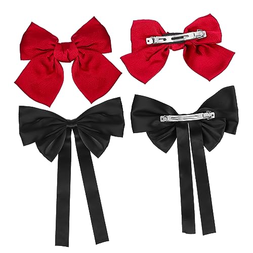 4 Stück Haarschleifen Clips für Damen Große Satin Bows mit Langen Schwänzen für Hochzeiten Partys Rutschfeste Haarklammern von OATIPHO