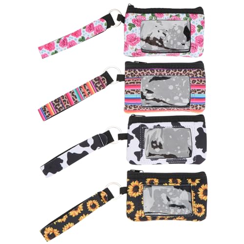 OATIPHO 4 Stück Teiliges Kreditkarten Portemonnaie aus Neopren Multifunktionale Aufbewahrungstaschen für Münzen und Karten Leicht Tragbar und Praktisch für Reisen und Einkäufe von OATIPHO