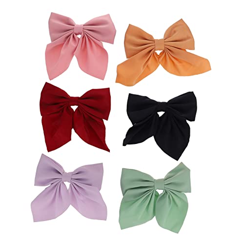 6 Stück Teiliges Haarspangen mit Schleife für Damen Einfarbige Duckbill Clips Weinrot für Langes Lockiges oder Glattes Haar von OATIPHO
