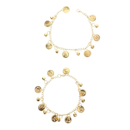 OATIPHO 1 Paar Bauchtanz Zubehör für Frauen Fußkettchen mit Münzen Boho Arm und Fußschmuck für Tanzkostüme Strand Partys und Ethnische Auftritte Gold von OATIPHO
