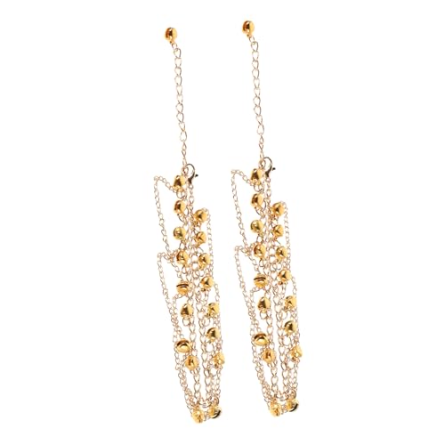 OATIPHO 1 Paar Mehrlagiges Bohemian Fußkettchen mit Glocken für Tanzaufführungen und Partys Goldene Fußschmuck Anklets mit Klingenden Glocken und Quasten für Besondere Anlässe von OATIPHO