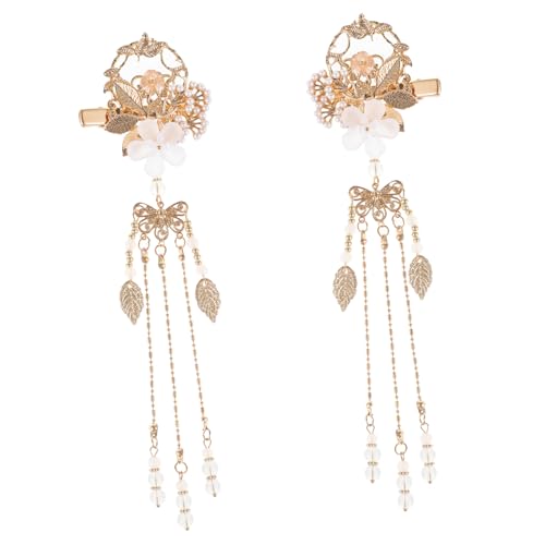 OATIPHO 1 Paar Retro Haarklammern für Damen Haarklipps mit Quasten und Blumenperlen Teiliges Haaraccessoire für Verschiedene Outfits und Anlässe von OATIPHO