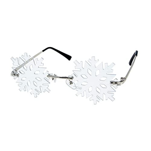 OATIPHO 1 Paar Schneeflocken-sonnenbrille Gläser Für Die Weihnachtsfeier Rahmenlose Schneeflocken-brille Rahmenlose Sonnenbrille Rahmenlose Brille Weihnachten Mann Glas Weiß Stk von OATIPHO