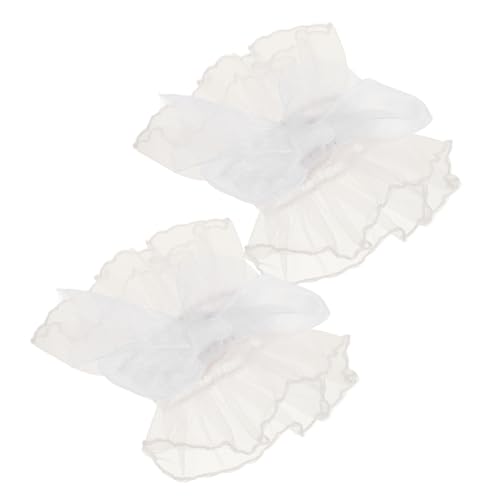 OATIPHO 1 Paar Spitzenärmel Armbinde Handgelenk Falsche Ärmel Elastisches Armband Kurze Manschette Mesh-handmanschette Gekräuselte Spitzenhandschuhe Hemd Mit Gefälschten Ärmelbündchen Weiß von OATIPHO