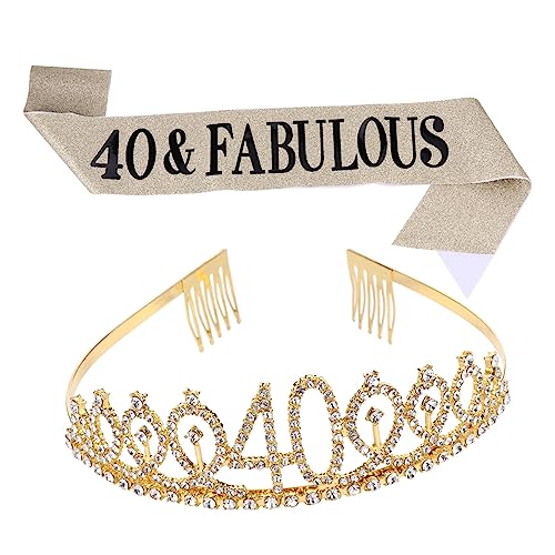OATIPHO 1 Satz 2 Stück Krone zeremonieller Gürtel 40. Geburtstag Damen Gürtel für Und Schärpe Etikette- zum Geburtstag geburtstagsdekoration anzug Legierung Golden von OATIPHO