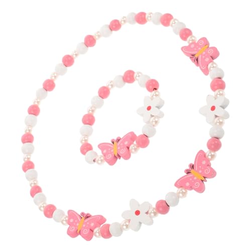 OATIPHO 1 Satz Armbandset Für Kinder Schmetterling-schmuck-set Süße Kleiner Prinzessinnenschmuck Kleinkind-spielschmuck Schmetterlingsarmband Für Mädchen Halsketten Perlen Armbänder Holz von OATIPHO