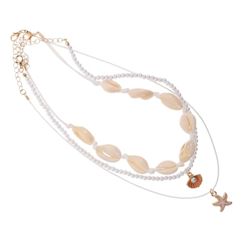 OATIPHO 1 Satz Hawaiian Beach Necklace für Damen Handgemachte Boho Choker Halskette Elegantes Leichtes Design Natürlichen Muscheln für Sommerurlaub Farbintensiv und Langlebig von OATIPHO