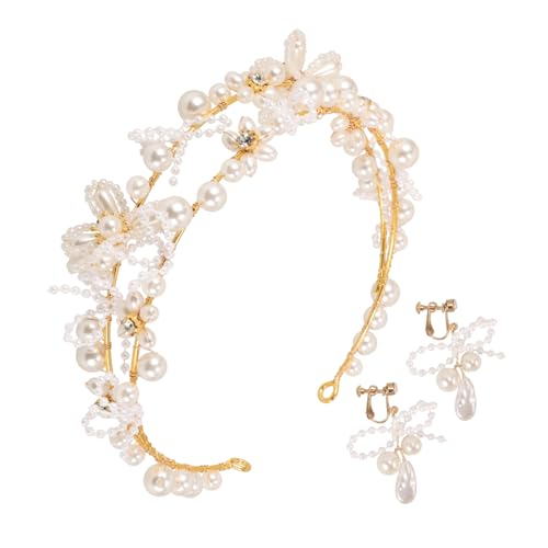 OATIPHO Perlen-krone Und Ohrstecker Set Für Hochzeitsschmuck Brautschmuck Mit Kristallperlen -ohrringe Für Frauen von OATIPHO