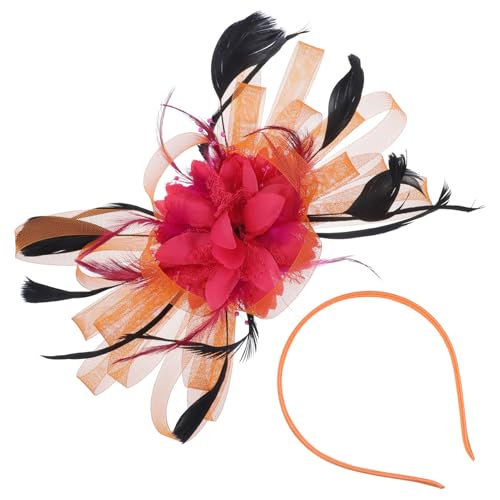 OATIPHO 1 Stück Braut Haarschmuck aus und Netz Hochzeitsaccessoire für Hochzeiten Partys und Besondere Anlässe Orange Rosa Farbverlauf Leicht zu Tragen und Dekorativ von OATIPHO