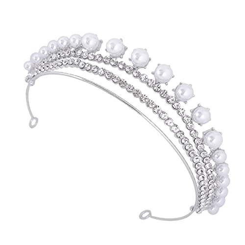 OATIPHO 1 Stück Braut Krone Tiara mit Perlen und Kristallen Kopfschmuck für Hochzeit Junggesellinnenabschied Abschlussball und Besondere Anlässe Glitzerndes Haaraccessoire für Damen von OATIPHO
