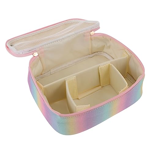 OATIPHO 1 Stück Bunte Kosmetiktasche mit Streifen Tragbare Make Up Organizer für Zuhause und Reisen für Kosmetik und Toilettenartikel mit Robustem Reißverschluss und Großem Stauraum von OATIPHO